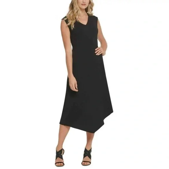 navy blue dress for baby girl Dkny Women's Cap-Sleeve Surplice Neck Ruffle Midi Dress - Rose Violet/Morel